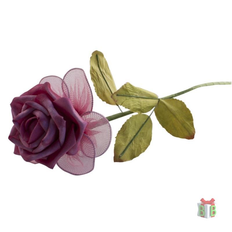 Donkerroze  rozen -  Kunstbloemen met lange steel - per 5 stuks