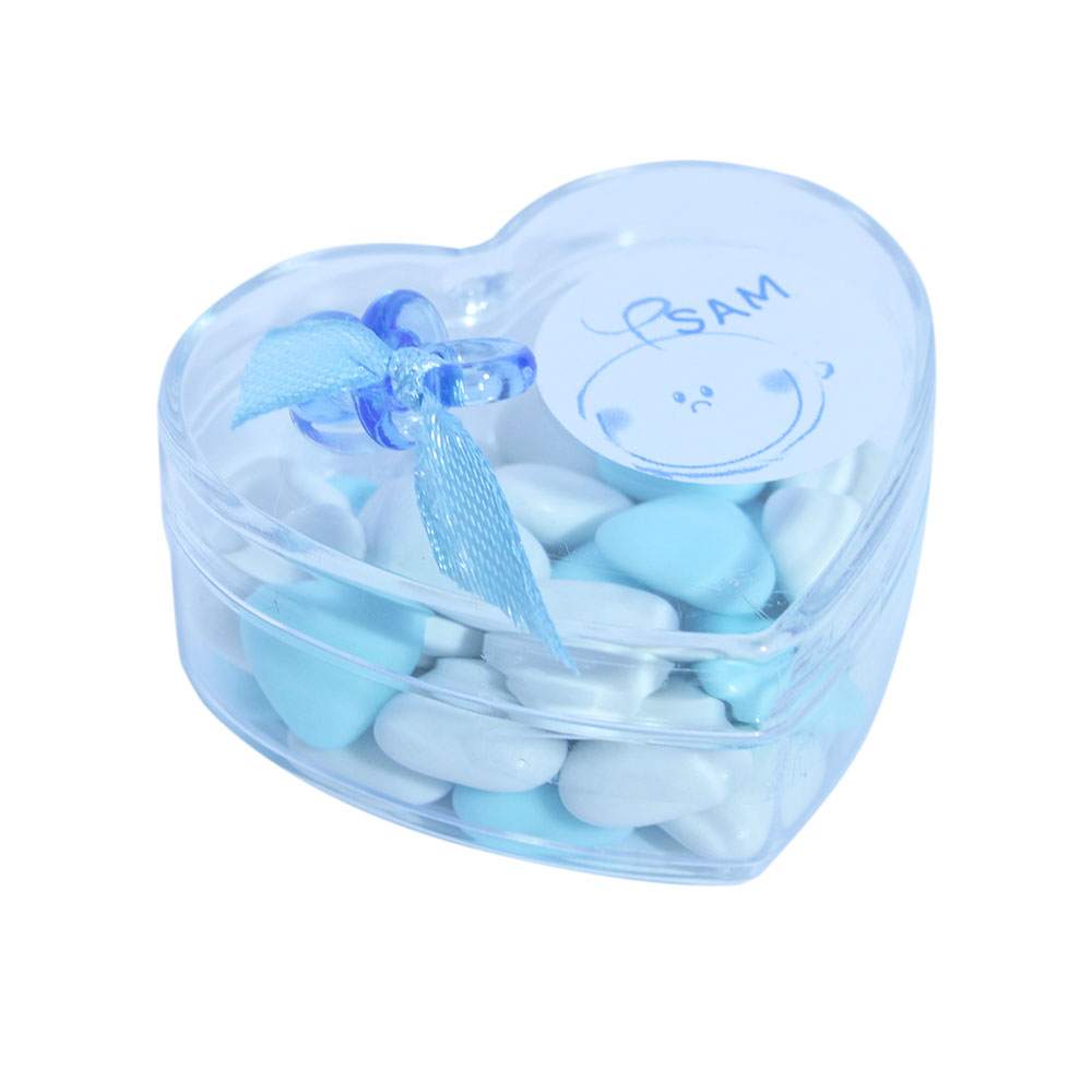 Bedankjes geboorte hart blauwe speen Bedankjes geboorte hart blauwe speen