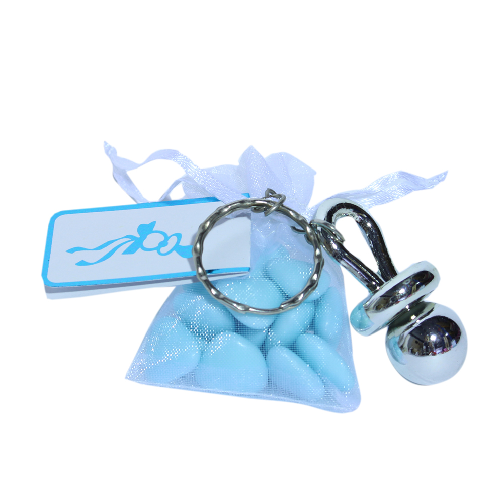 Speensleutelhanger met blauw zakje Speensleutelhanger met blauw zakje