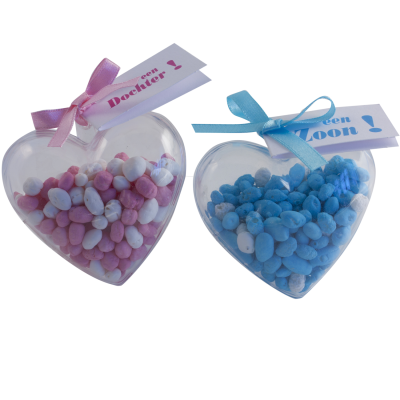 Babyshower traktatie plastic hart om op te hangen