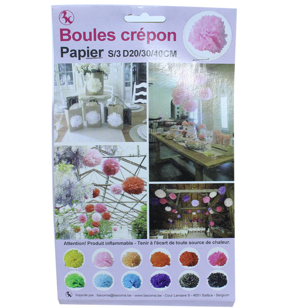 Raamdecoratie Boules Crepon roze Raamdecoratie Boules Crepon roze