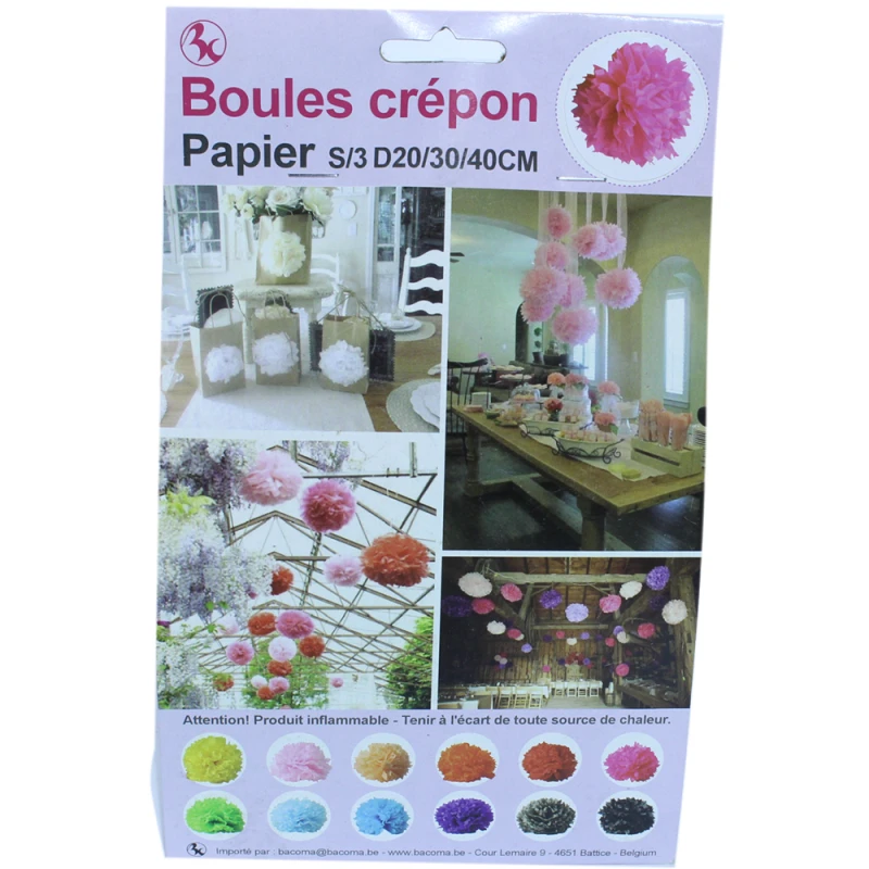 Raamdecoratie Boules Crepon Fuchsia