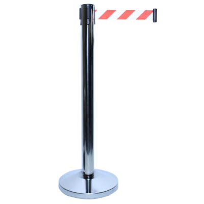 Afzetpaal RVS trekband roodwit