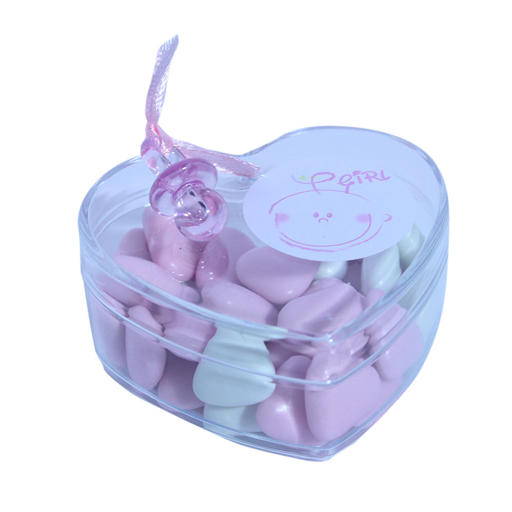 Bedankjes geboorte hart roze speen Bedankjes geboorte hart roze speen