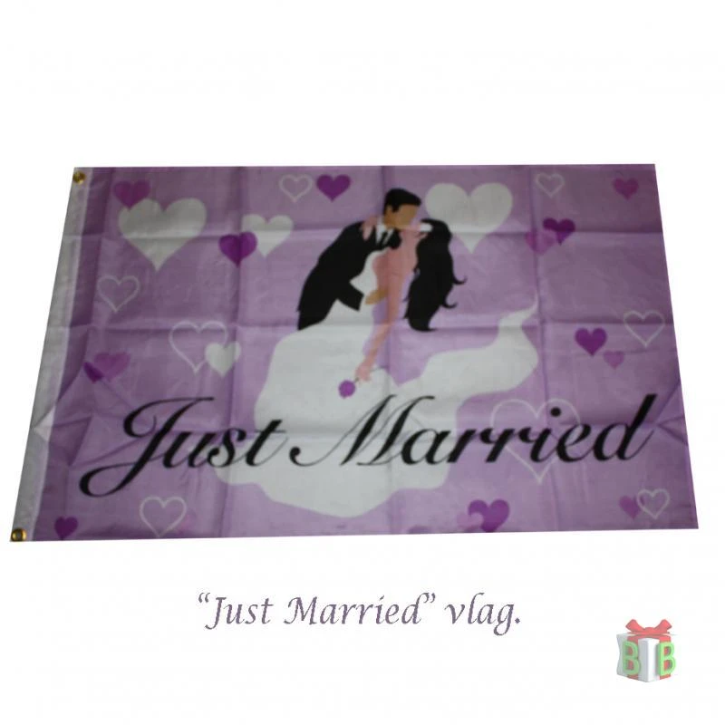 Huwelijksvlag Just Married Gevelvlag