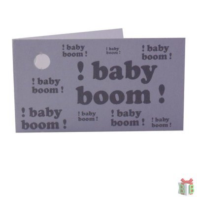 Bedrukt mini kaartje - Met eigen tekst - Babyboom -  Wit