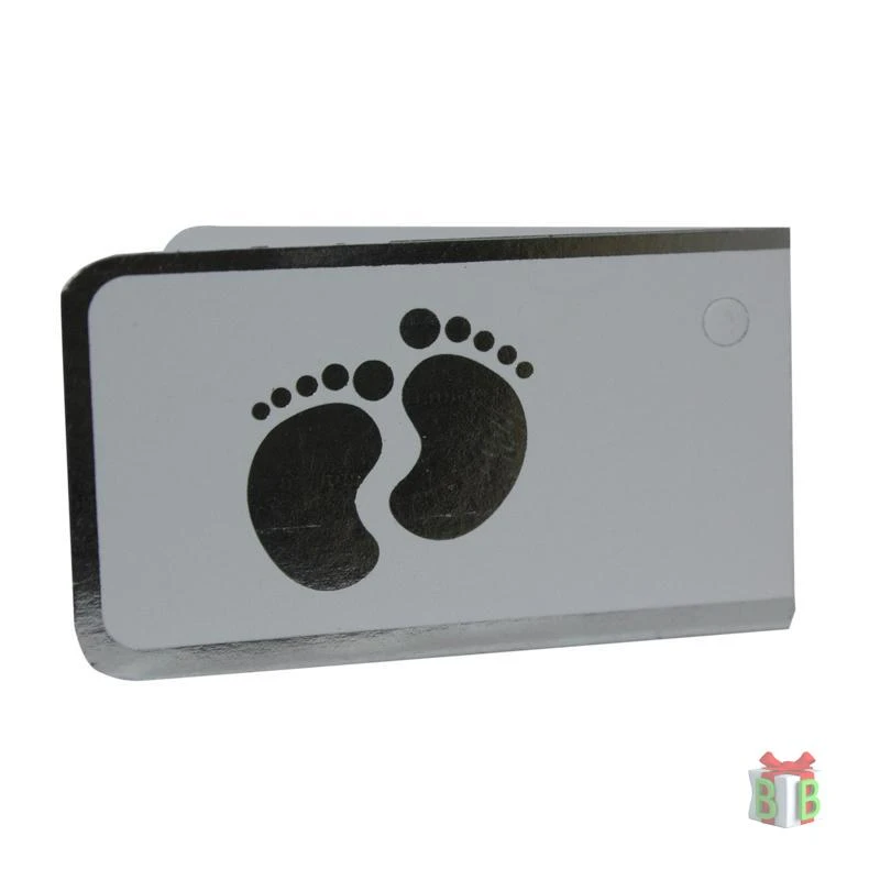 Minikaartje baby zilver voetjes