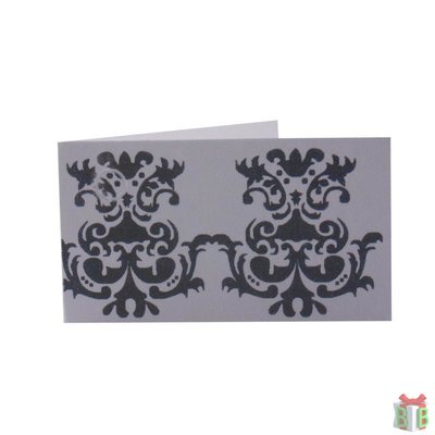 Mini kaartje met wit met grijze decoratie