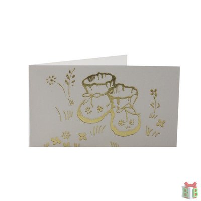 Geboorte mini kaartje - Met gouden sokjes - Geboortekaartjes