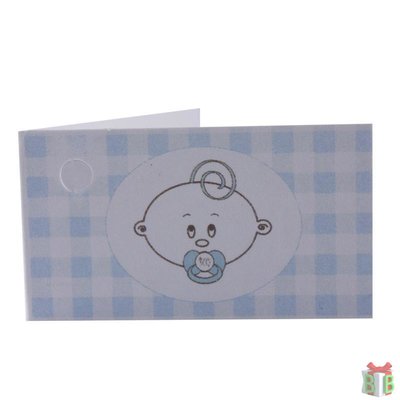 Mini kaartje - Babyface - Blauw kaartje geboorte