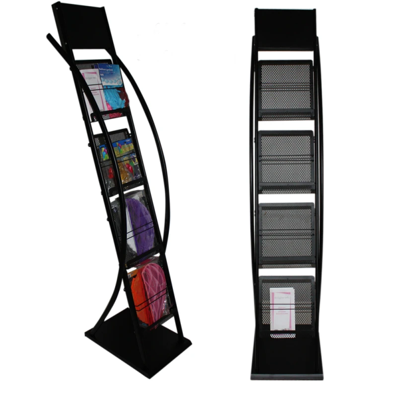 Folderrek voor brochures - zwart - gebogen - A4