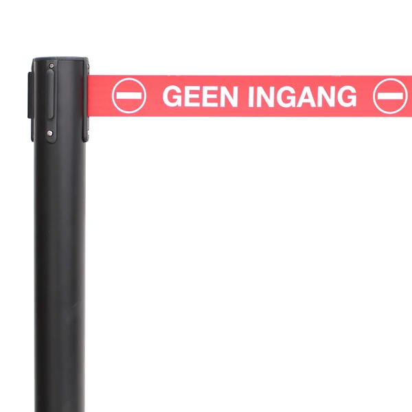 Afzetpaaltjes met bedrukt lint