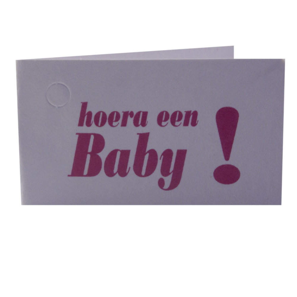 Minikaartje roze Hoera een baby 