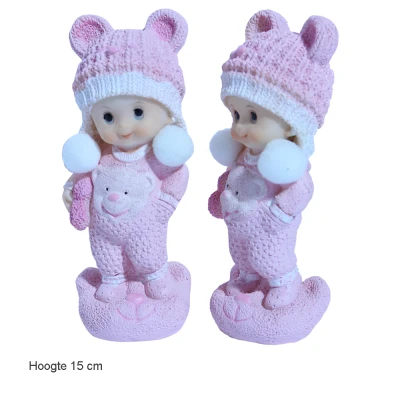 Roze babyfiguur - Taarttopper - Baby in pyjama