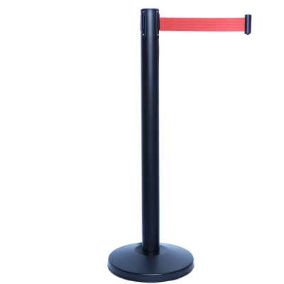 Afzetpaal zwart trekband rood