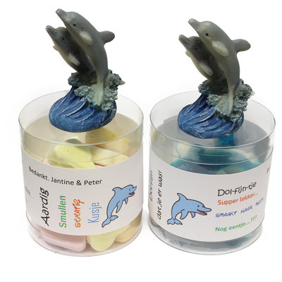 Dolfijn Doosje - Gevuld met Suikersnoepjes - Met Bedrukt Label