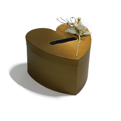Enveloppendoos goud hart met decoratie