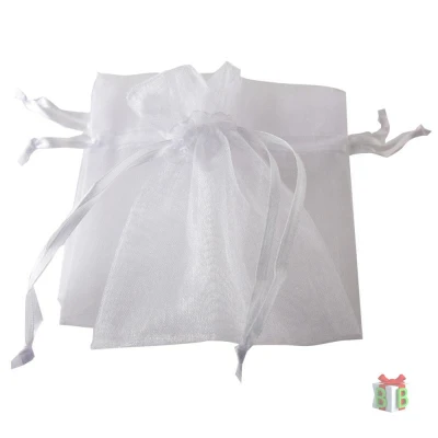 Organza zakjes 10 x 7 cm - Per 100 stuks - Gratis kaartjes
