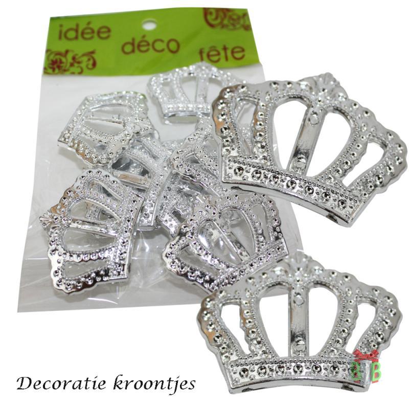 Applicatie zilver kroon - Decoratie om te knutselen - Doorsnee 5 cm