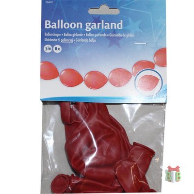 Doorknoopballonnen - Rood - Lengte 3 meter - 8 stuks