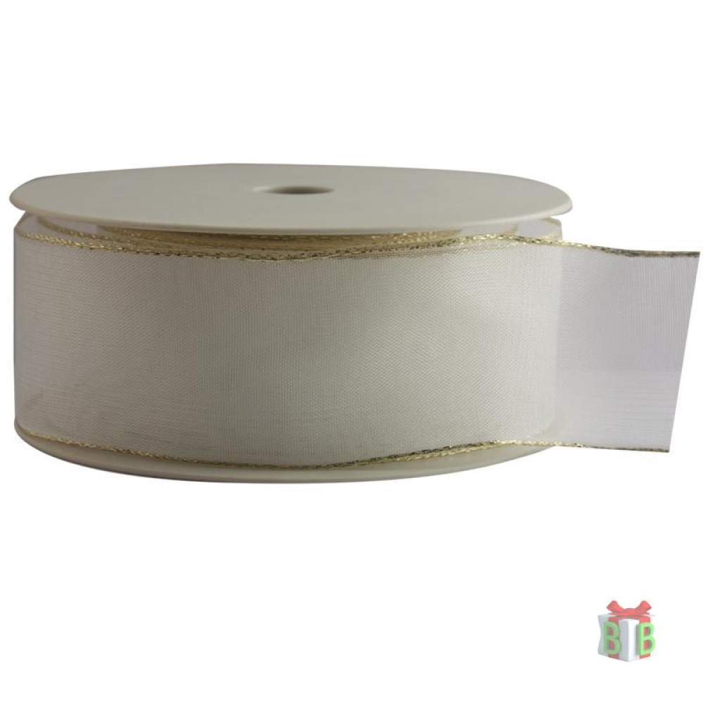 Wit lint met gouden rand Wit lint met gouden rand