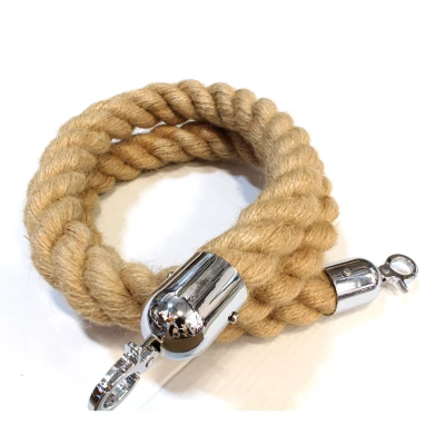 Natuurtouw afzetkoord - 40 mm - Jute - Chroom haken