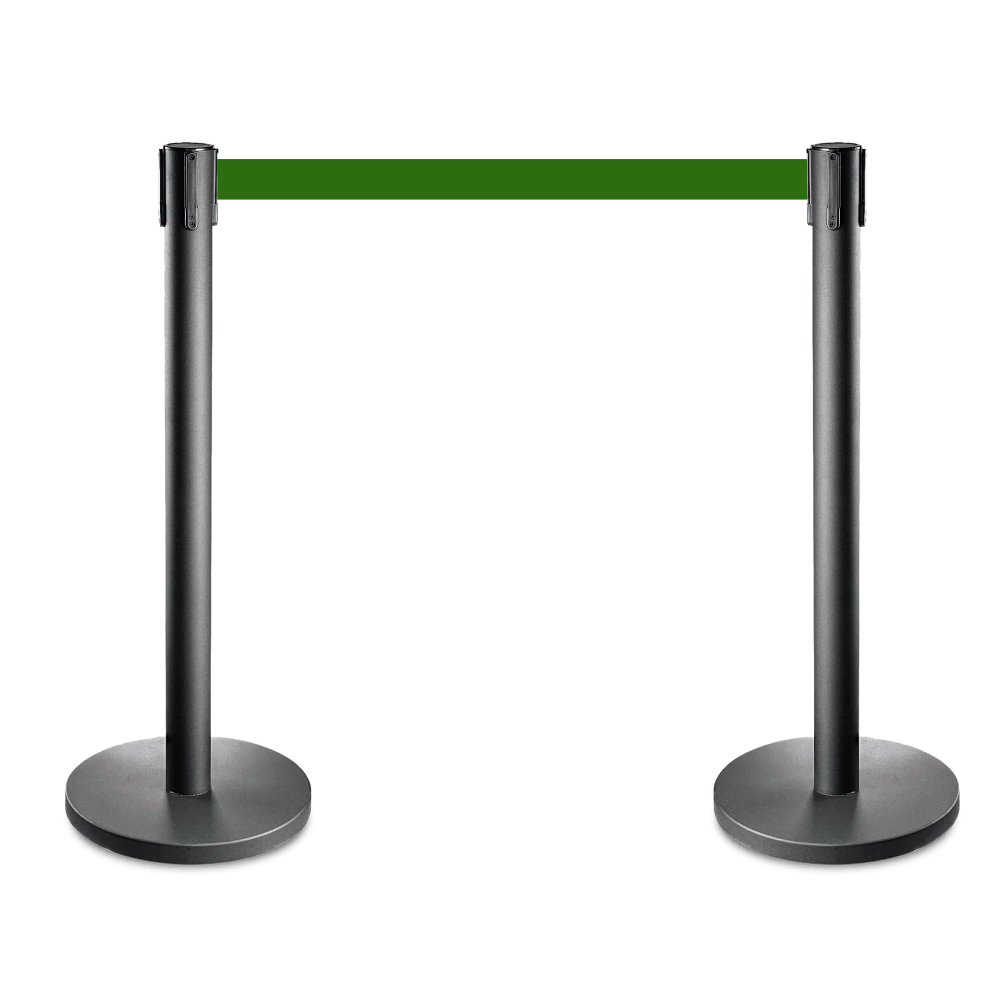 Afzetpalen zwart met groen trekband