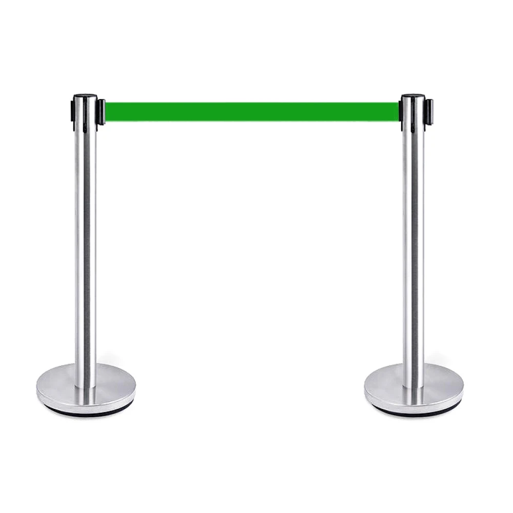 Afzetpaal chroom met groen trekband - 11 kg
