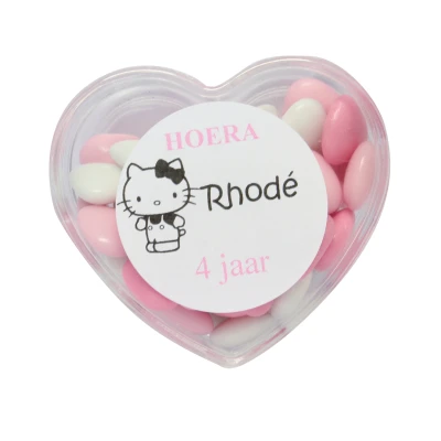 Transparant hartje - Hello Kitty of Mickey Mouse - Gevuld met Chocolade Hartjes