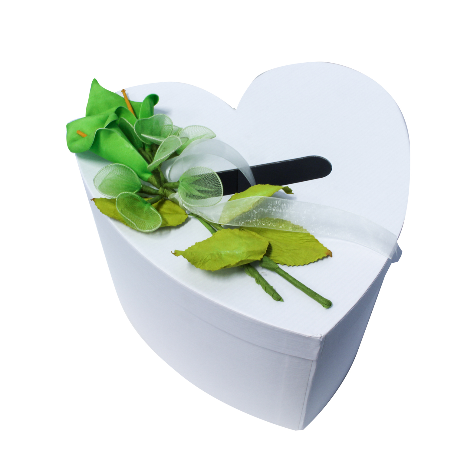 Enveloppendoos wit gedecoreerd met groene lelies