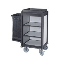 Hotelwagen zwart klein met één waszak