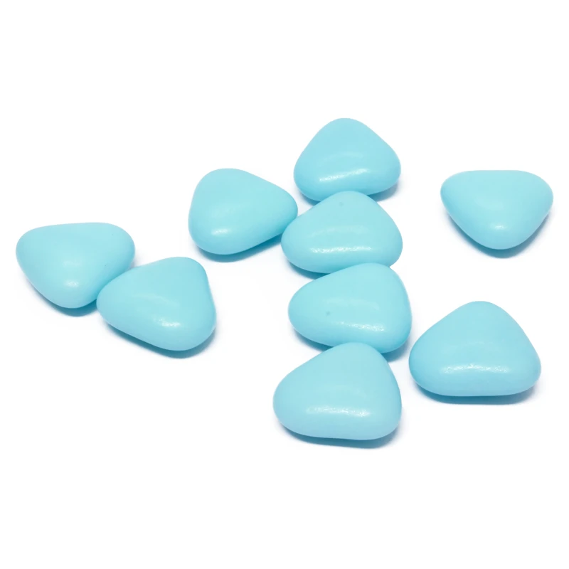 Chocolade hartjes - Licht Blauw - Doorsnee 1 cm - Per kilo