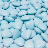 Chocolade hartjes - Blauw of Lichtblauw - Doorsnee 1 cm - Per kilo - Overzicht