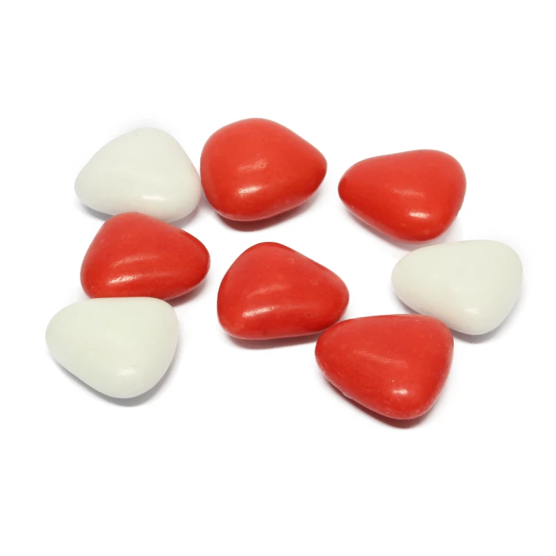 Chocolade hartjes - Rood/Wit - 1 cm doorsnee - Snoep