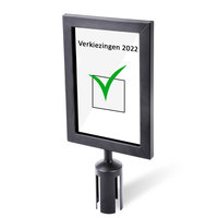 Display voor Afzetpaaltjes met trekband - Zwart - Verkiezingen 2022 - Informatiebordje