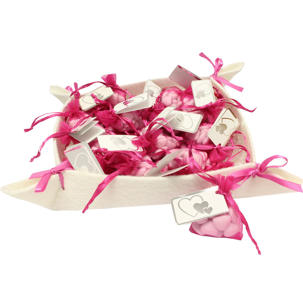 Snoepzakjes - Roze chocoladehartjes - bruiloft bedankjes
