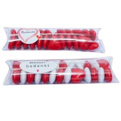 Tube bedankje - 10 cm - Gevuld met Chocoladesnoepjes - Bedrukte Sticker