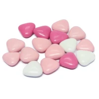 Chocolade hartjes roze, pink, wit en fuchsia gemengd