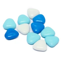 Chocolade hartjes blauw, turquoise en wit gemengd
