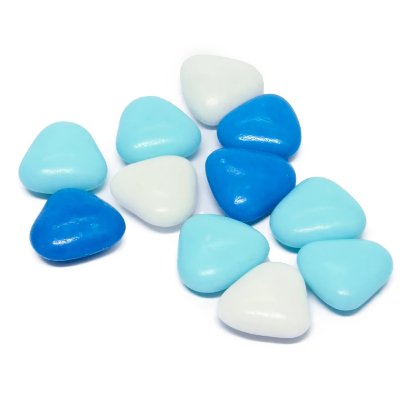 Chocolade hartjes blauw, turquoise en wit gemengd