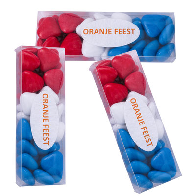 Koningsdag traktatie - Uitdeel doosjes - Rood Wit Blauw - Oranje Sticker