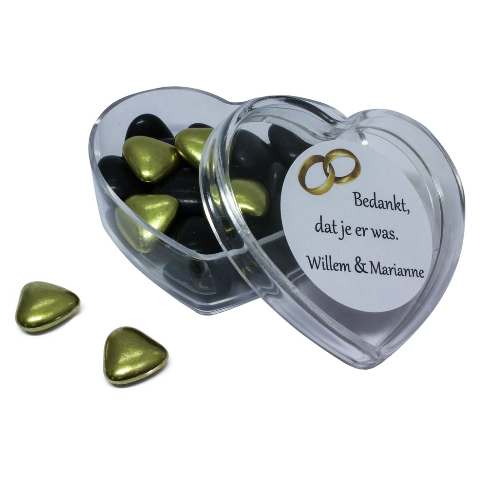 Huwelijksbedankjes - Hartvorm - Gouden snoepjes