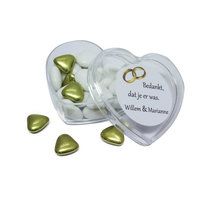 Bedankjes Huwelijk -Hartvorm doosje - gouden snoepjes
