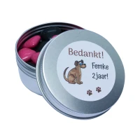 Zilver doosje sticker hond