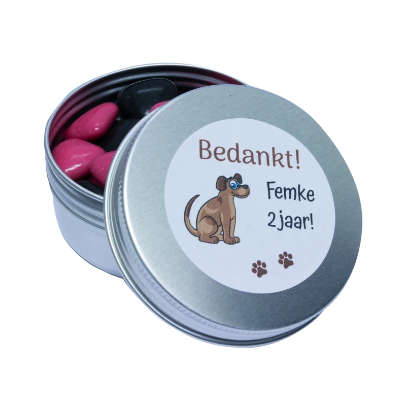 Zilver doosje sticker hond