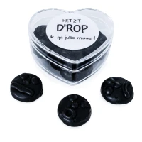 Doosje met hartvorm gevuld met drop en leuke tekst