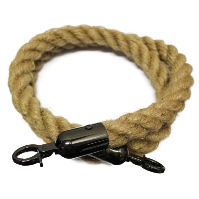 Natuurtouw afzetkoord - 32 mm - Jute - Zwarte haken