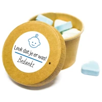 BIO-bekertje voor de geboorte van een broertje of zoontje, zijaanzicht