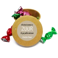 Bio bekertje met zuurtjes vooraanzicht van sticker