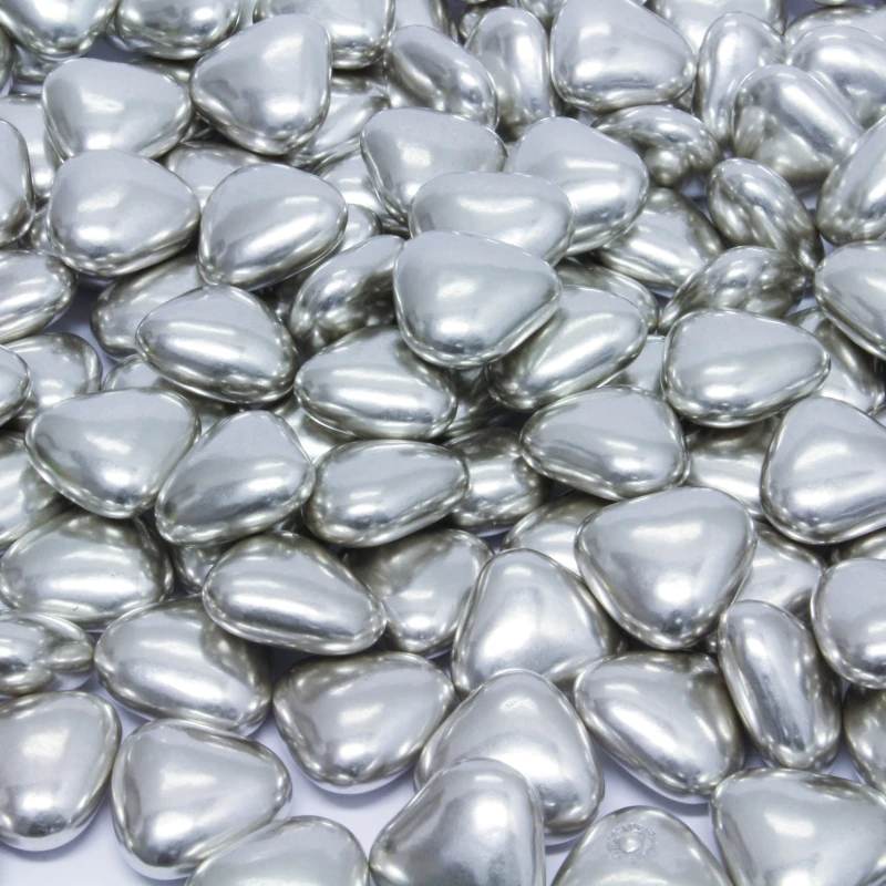 Chocolade zilveren hartjes per kilo